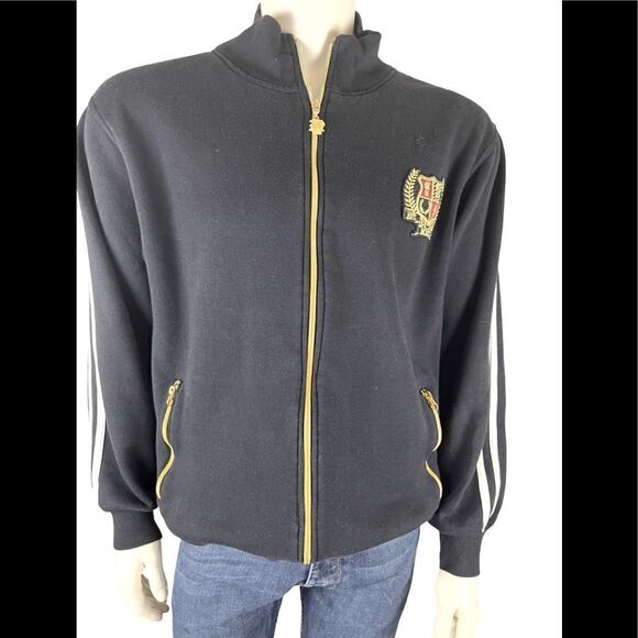 Lux Look in Southpole Zip-Up Black Sweatshirt with Gold Accents Size Large - Picture 5 of 8